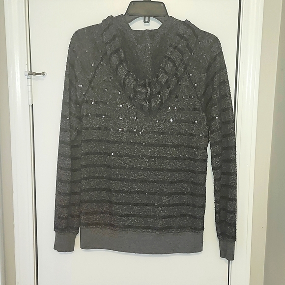🎉H.P🎉 Forever 21 Grey Sequined Hoodie - Picture 4 of 4